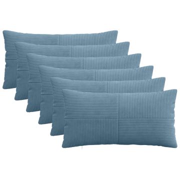 Federa 6 pcs ALMELO Blu 40 x 80 cm corduroy