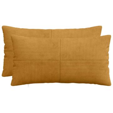 Federa 2 pcs ALMELO Giallo 40 x 80 cm corduroy