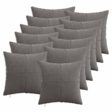 Federa 12 pcs ALMELO Grigio Scuro 45 x 45 cm corduroy