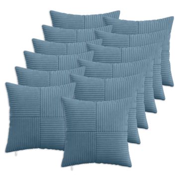 Federa 12 pcs ALMELO Blu 45 x 45 cm corduroy