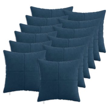 Federa 12 pcs ALMELO Blu navy 45 x 45 cm corduroy