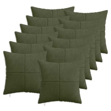 Federa 12 pcs ALMELO Verde 45 x 45 cm corduroy