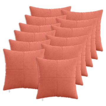 Federa 12 pcs ALMELO Rosso Arancio 50 x 50 cm corduroy