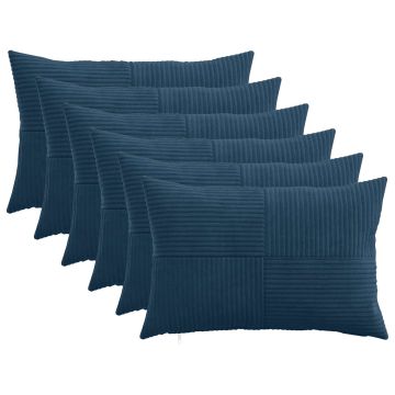 Federa 6 pcs ALMELO Blu navy 50 x 75 cm corduroy