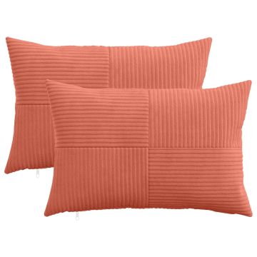 Federa 2 pcs ALMELO Rosso Arancio 50 x 80 cm corduroy