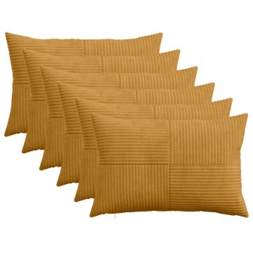 Federa 6 pcs ALMELO Giallo 50 x 80 cm corduroy