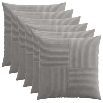 Federa 6 pcs ALMELO Grigio Chiaro 55 x 55 cm corduroy