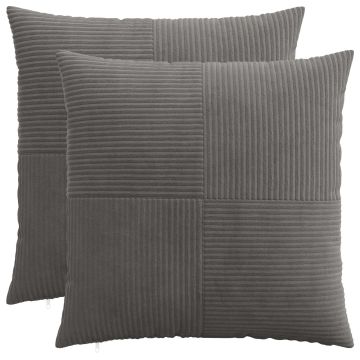 Federa 2 pcs ALMELO Grigio Scuro 55 x 55 cm corduroy