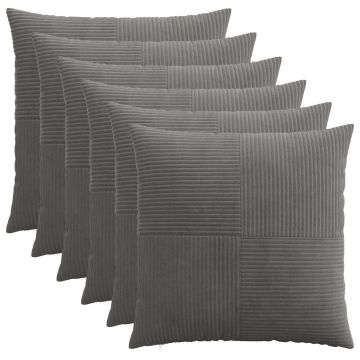 Federa 6 pcs ALMELO Grigio Scuro 55 x 55 cm corduroy