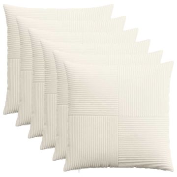 Federa 6 pcs ALMELO Crema 55 x 55 cm corduroy
