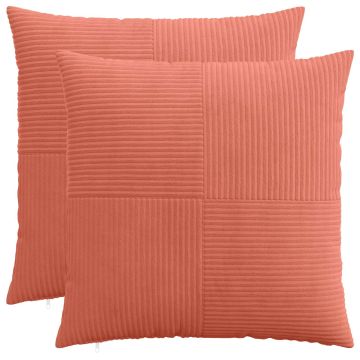 Federa 2 pcs ALMELO Rosso Arancio 55 x 55 cm corduroy
