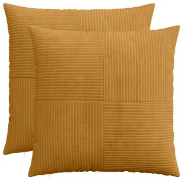 Federa 2 pcs ALMELO Giallo 55 x 55 cm corduroy