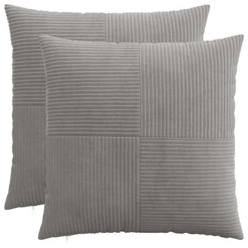 Federa 2 pcs ALMELO Grigio Chiaro 60 x 60 cm corduroy
