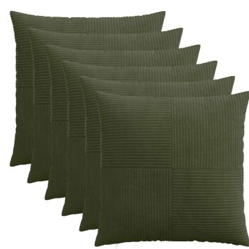 Federa 6 pcs ALMELO Verde 65 x 65 cm corduroy