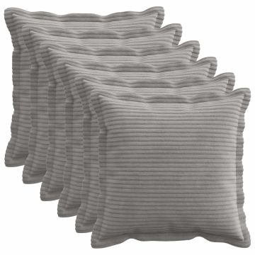 Federa 6 pz HOUTEN Grigio Chiaro 30 x 30 cm corduroy