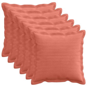 Federa 6 pz HOUTEN Rosso Arancio 30 x 30 cm corduroy