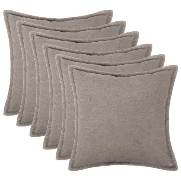 Federa 6 pcs HOUTEN Grigio Chiaro 30 x 30 cm Bouclé
