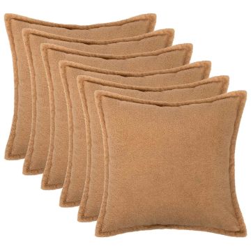 Federa 6 pcs HOUTEN Beige 30 x 30 cm Bouclé