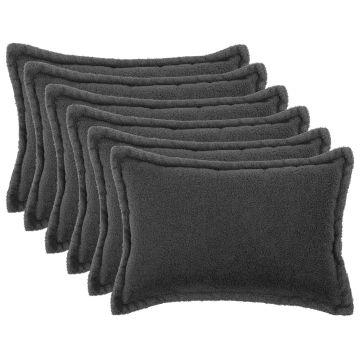 Federa 6 pcs HOUTEN Grigio Scuro 30 x 50 cm Bouclé