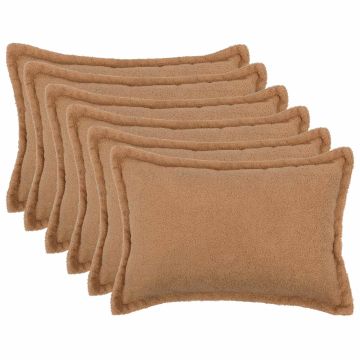 Federa 6 pcs HOUTEN Beige 30 x 50 cm Bouclé