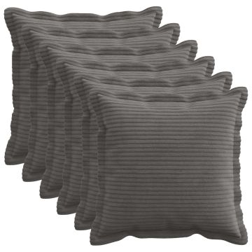 Federa 6 pz HOUTEN Grigio Scuro 40 x 40 cm corduroy
