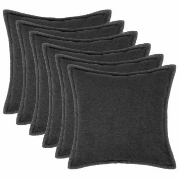 Federa 6 pcs HOUTEN Grigio Scuro 40 x 40 cm Bouclé
