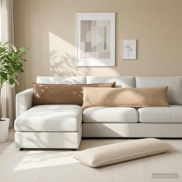 Federa 2 pz HOUTEN Crema 40 x 145 cm Tessuto Chenille