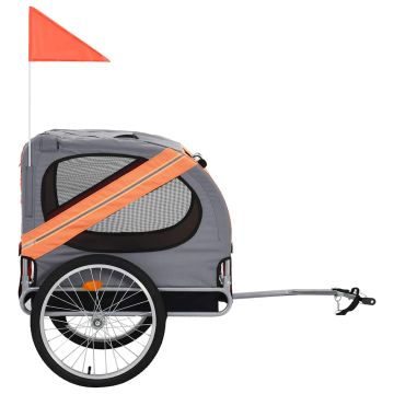 Rimorchio da Bici per Cani Arancione e Grigio
