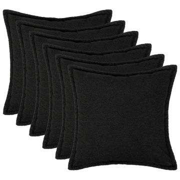 Federa 6 pcs HOUTEN Nero 45 x 45 cm Bouclé