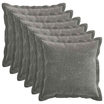 Federa 6 pz HOUTEN Grigio Scuro 45 x 45 cm Tessuto Chenille