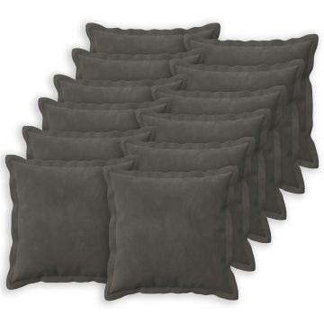 Federa 12 pcs HOUTEN Grigio Scuro 50 x 50 cm Velluto