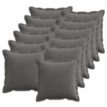 Federa 12 pz HOUTEN Grigio Scuro 50 x 50 cm corduroy