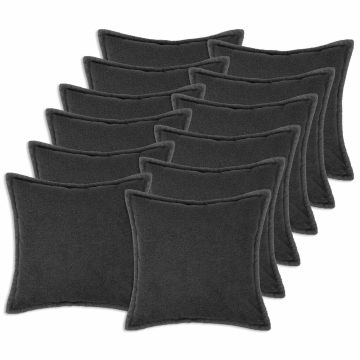 Federa 12 pcs HOUTEN Grigio Scuro 50 x 50 cm Bouclé