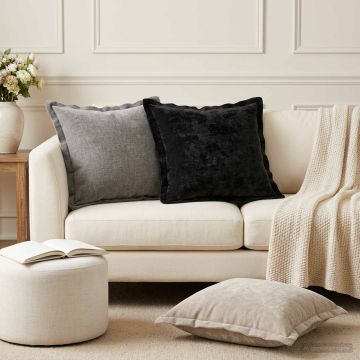 Federa 6 pz HOUTEN Grigio Scuro 50 x 50 cm Tessuto Chenille