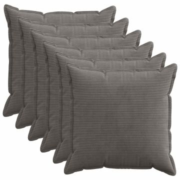 Federa 6 pz HOUTEN Grigio Scuro 55 x 55 cm corduroy