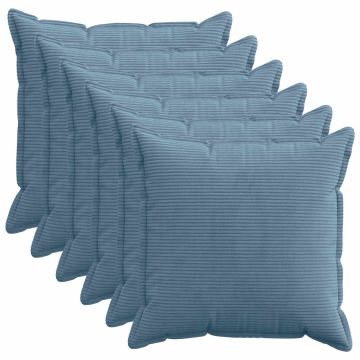 Federa 6 pz HOUTEN Blu 55 x 55 cm corduroy