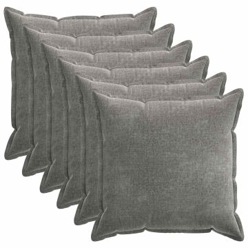 Federa 6 pz HOUTEN Grigio Scuro 55 x 55 cm Tessuto Chenille