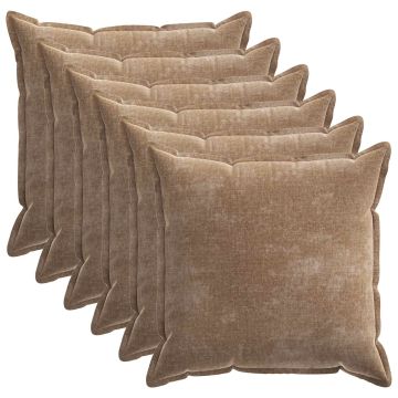 Federa 6 pz HOUTEN Marrone 55 x 55 cm Tessuto Chenille