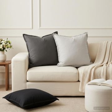 Federa 6 pz HOUTEN Grigio 55 x 55 cm Poliestere