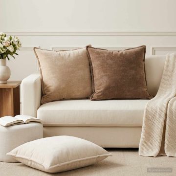Federa 2 pz HOUTEN Marrone 60 x 60 cm Tessuto Chenille
