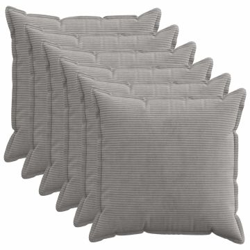 Federa 6 pz HOUTEN Grigio Chiaro 65 x 65 cm corduroy