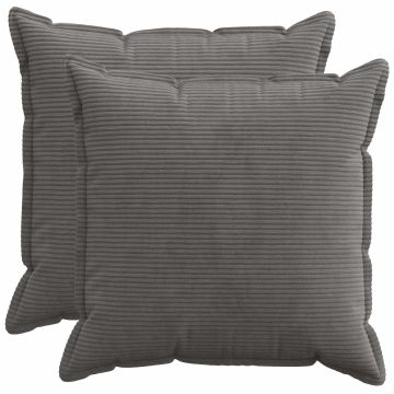 Federa 2 pz HOUTEN Grigio Scuro 65 x 65 cm corduroy