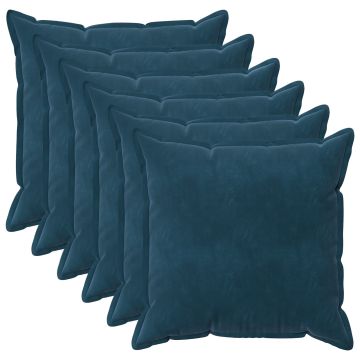 Federa 6 pcs HOUTEN Blu 70 x 70 cm Velluto