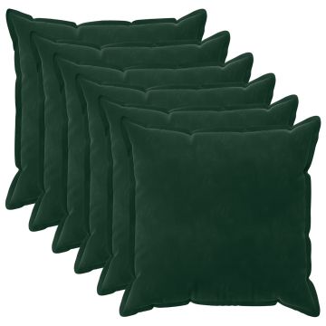 Federa 6 pcs HOUTEN Verde Scuro 70 x 70 cm Velluto