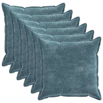 Federa 6 pz HOUTEN Blu 70 x 70 cm Tessuto Chenille