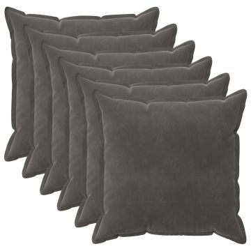 Federa 6 pcs HOUTEN Grigio Scuro 80 x 80 cm Velluto