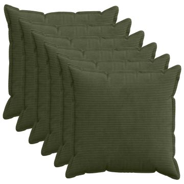 Federa 6 pz HOUTEN Verde 80 x 80 cm corduroy
