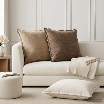 Federa 6 pz HOUTEN Marrone 80 x 80 cm Tessuto Chenille