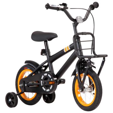 Bici per Bambini con Trasportino Frontale 12'' Nero e Arancione