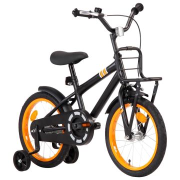 Bici per Bambini con Trasportino Frontale 16'' Nero e Arancione